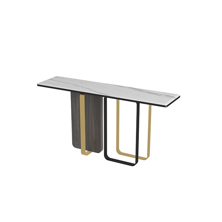 Glam Console Table Rectangle Stone Accent Table , 12 Inch Wide