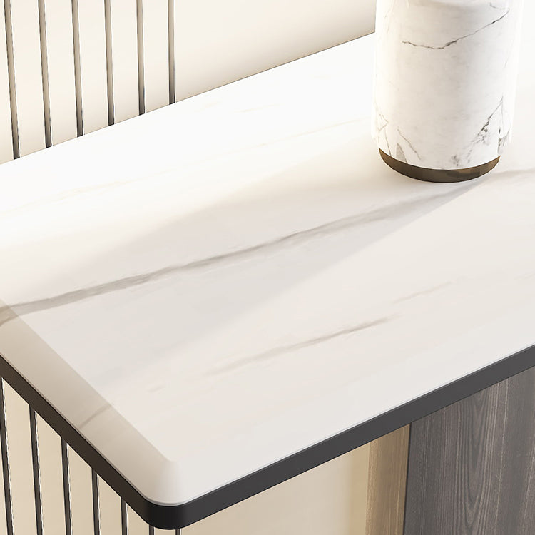 Glam Console Table Rectangle Stone Accent Table , 12 Inch Wide