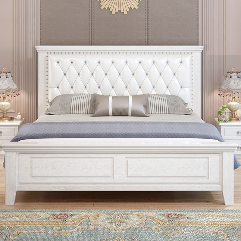 Contemporary Wood and Upholstered Bed Rectangular Standard Bed with Custom Gold Legs