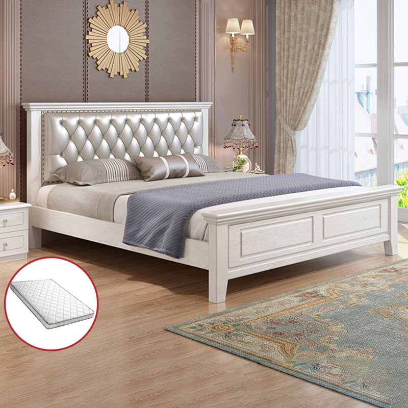 Contemporary Wood and Upholstered Bed Rectangular Standard Bed with Custom Gold Legs