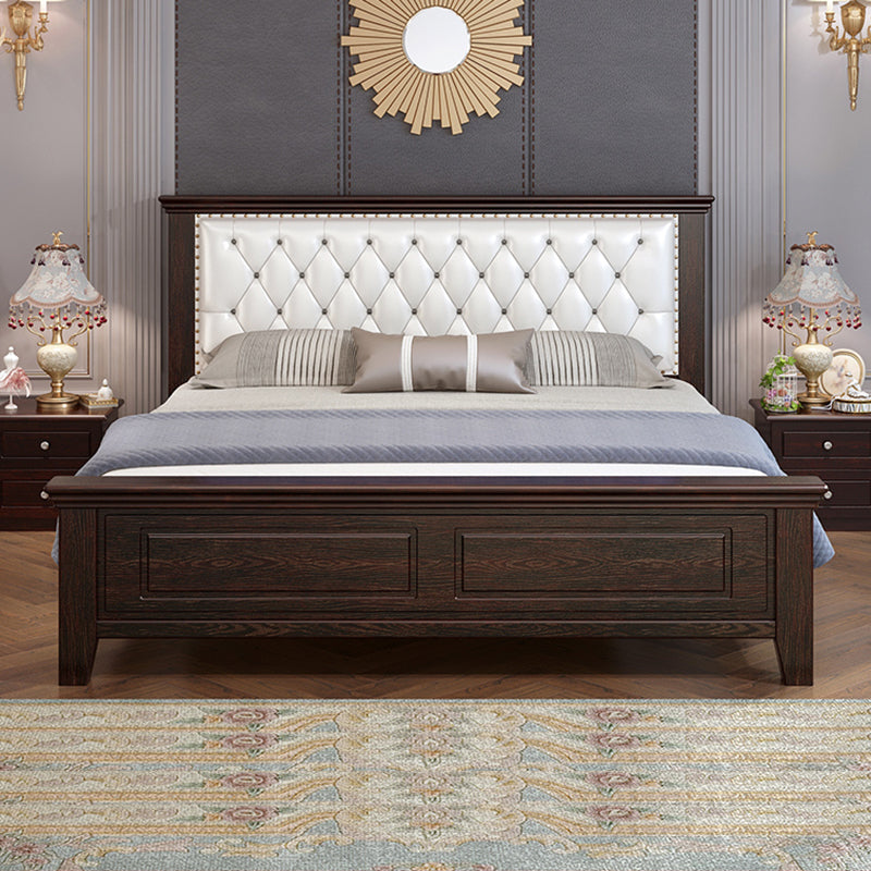 Contemporary Wood and Upholstered Bed Rectangular Standard Bed with Custom Gold Legs