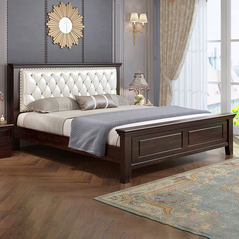 Contemporary Wood and Upholstered Bed Rectangular Standard Bed with Custom Gold Legs