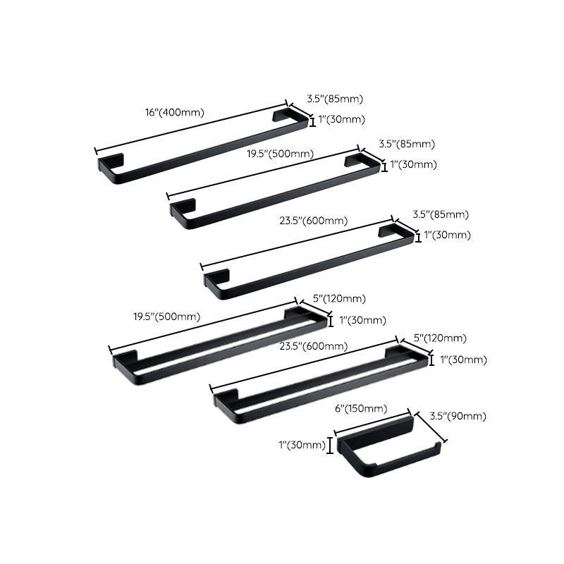 Black Bathroom Accessories Hardware Set with Towel Bar and Bath Shelf