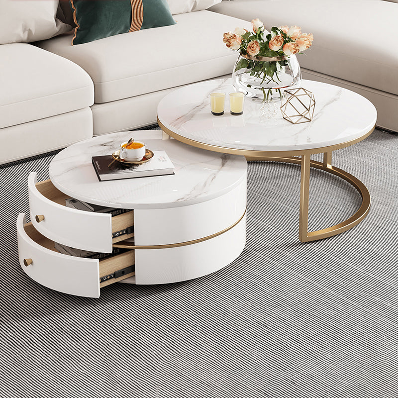 Modern Coffee Table Frame 2 Piece Nesting Tables with Golden Legs