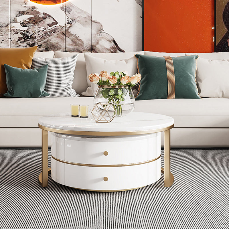 Modern Coffee Table Frame 2 Piece Nesting Tables with Golden Legs