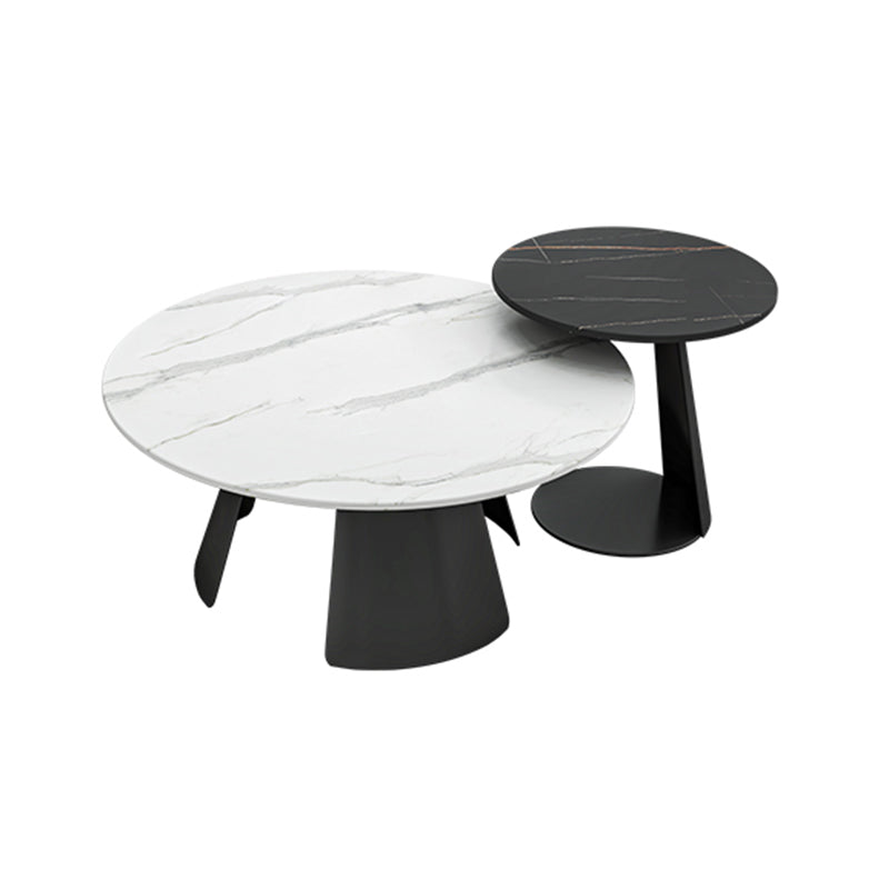 White Round Coffee Table Slate Coffee Table Set with Black Legs