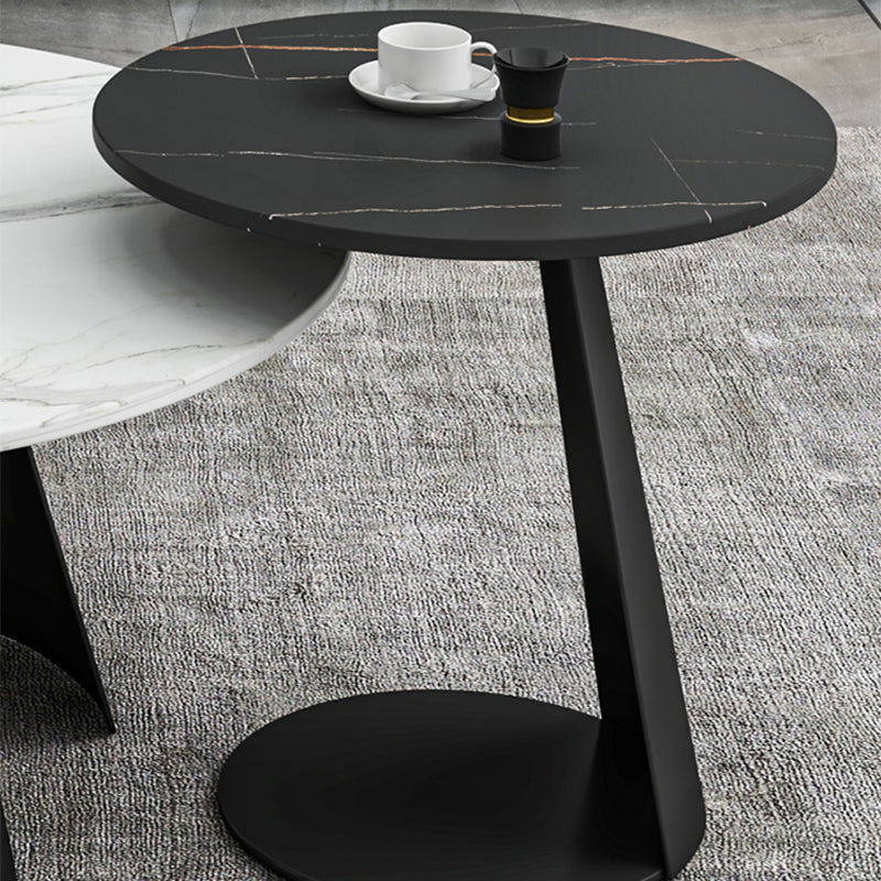 White Round Coffee Table Slate Coffee Table Set with Black Legs