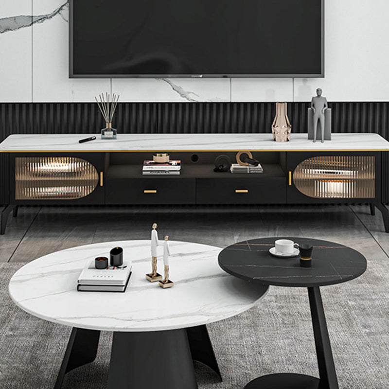 White Round Coffee Table Slate Coffee Table Set with Black Legs