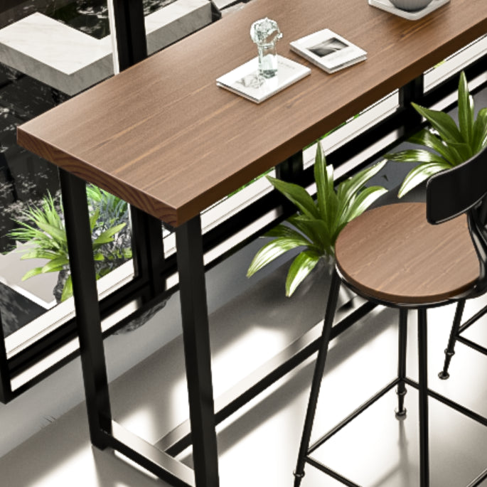 Industrial Rectangle Bar Table Set 1/4 Pcs Metal and Solid Wood Bar Table and Stools