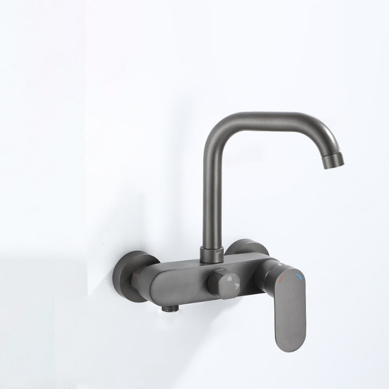 Modern Kitchen Faucet Lever Handle Wall Mounted Sprayer High Arc Faucet