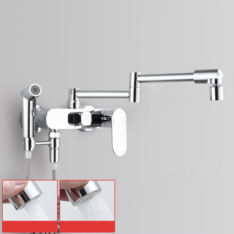 Modern Kitchen Faucet Lever Handle Wall Mounted Sprayer High Arc Faucet