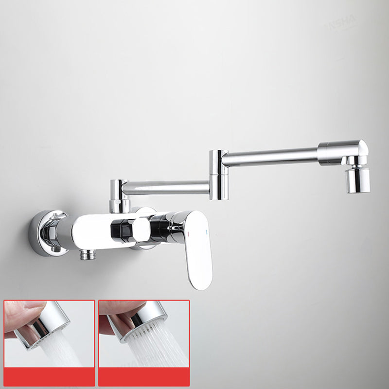 Modern Kitchen Faucet Lever Handle Wall Mounted Sprayer High Arc Faucet