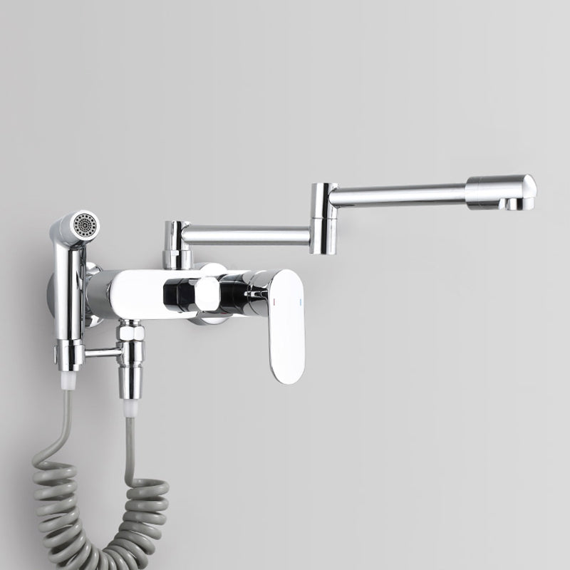 Modern Kitchen Faucet Lever Handle Wall Mounted Sprayer High Arc Faucet