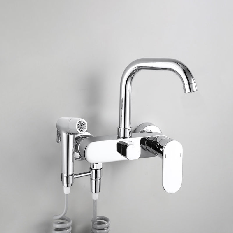 Modern Kitchen Faucet Lever Handle Wall Mounted Sprayer High Arc Faucet