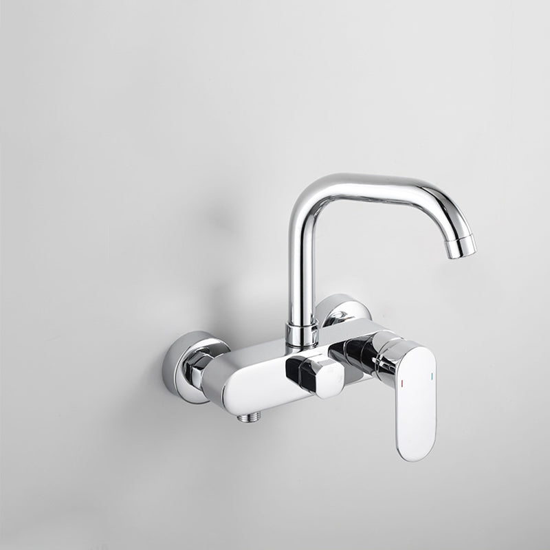 Modern Kitchen Faucet Lever Handle Wall Mounted Sprayer High Arc Faucet