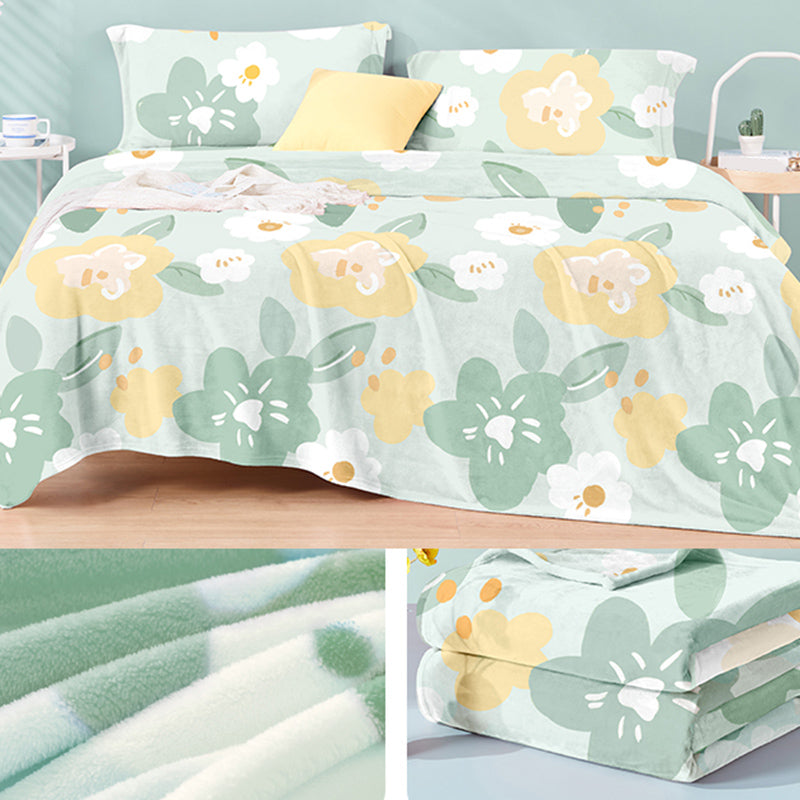 Elegant Bed Sheet Floral Patterned Wrinkle-Free Fade Resistant Flannel Bed Sheet