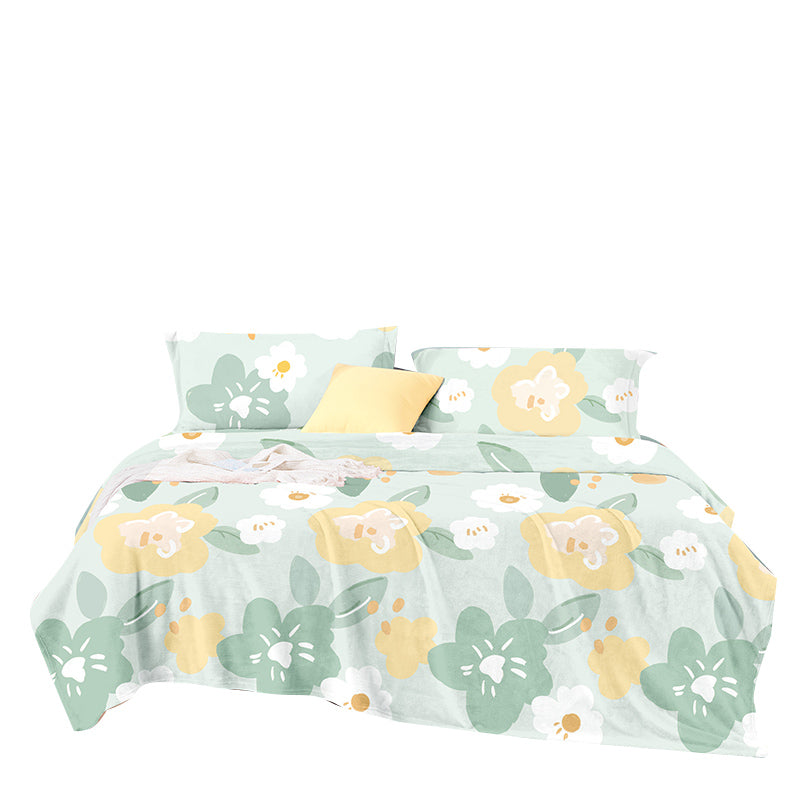 Elegant Bed Sheet Floral Patterned Wrinkle-Free Fade Resistant Flannel Bed Sheet