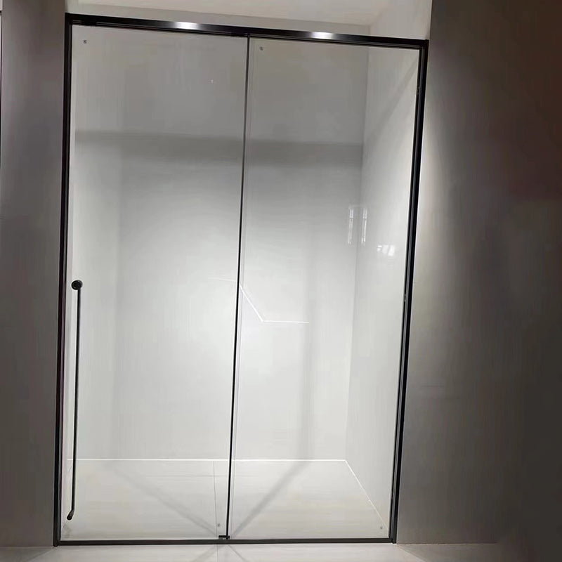 Tempered Glass Single Sliding Shower Bath Door Transparent Metal Framed Shower Door