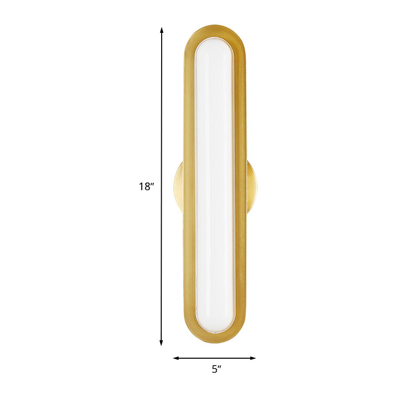 Oval Metal Wall Light Fixture Modern LED Gold Sconce Wall Lighting with Acrylic Shade for Bedroom