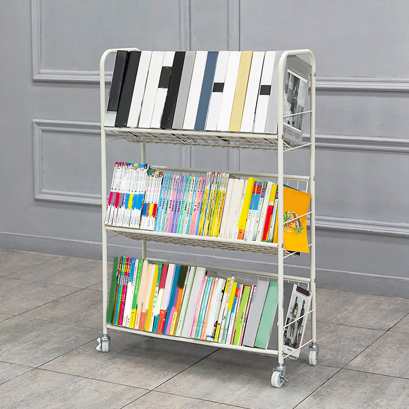 Contemporary Standard Bookcase Metal Open Back Bookshelf with Shelves