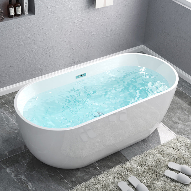 Modern Oval Stand Alone Bathtub Acrylic White Soaking Back to Wall Bath