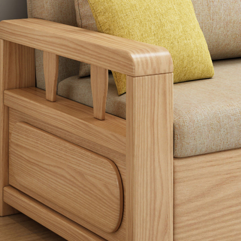 Scandinavian Foldable Futon Sleeper Sofa Square Arms Futon and Mattress