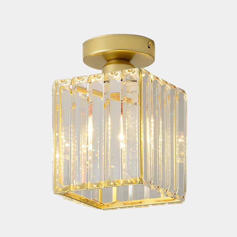 Modern Ceiling Light Minimalist Flush Mount Ceiling Light Fixture with Crystal Shade