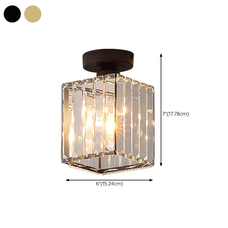 Modern Ceiling Light Minimalist Flush Mount Ceiling Light Fixture with Crystal Shade