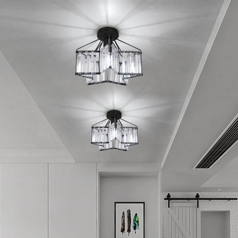 Modern Ceiling Light Creative Flush Mount Ceiling Light Fixture with Crystal Shade