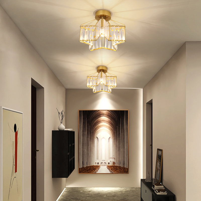 Modern Ceiling Light Creative Flush Mount Ceiling Light Fixture with Crystal Shade