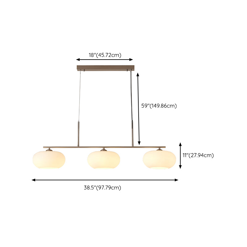 Glass Shade Hanging Island Lights Modern Drum Shape Island Lighting Ideas for Kitchen