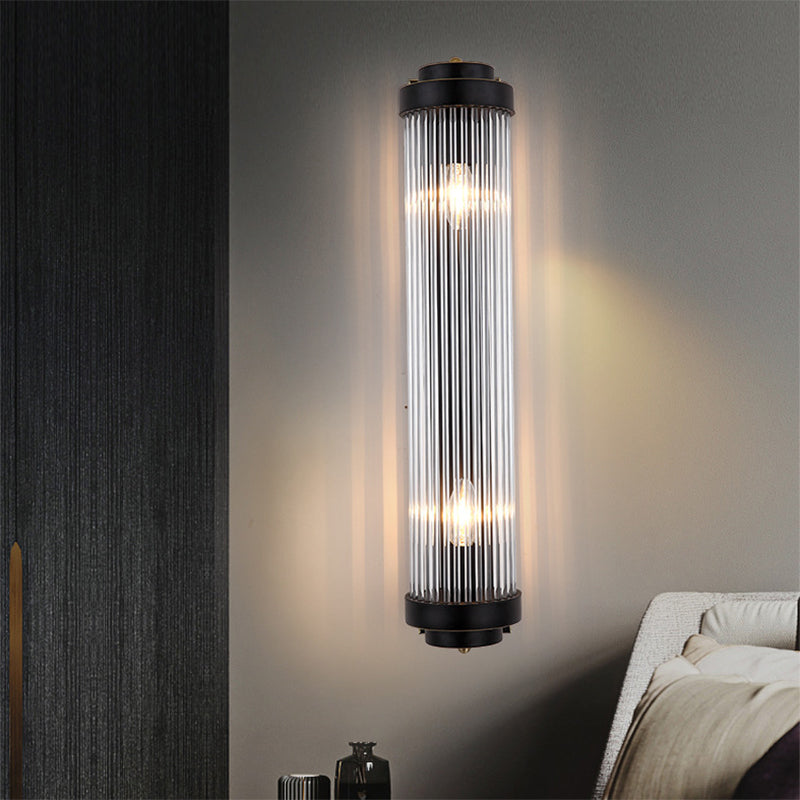 Crystal Cylinder Shape Wall Lighting Modern Style 2 Lights Wall Light Sconce