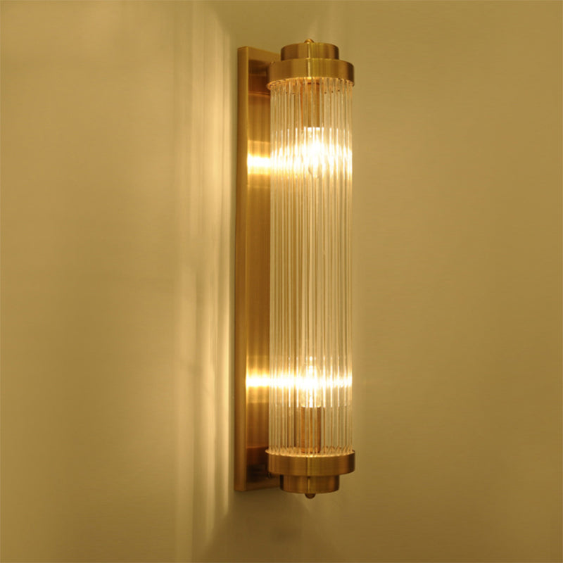 Crystal Cylinder Shape Wall Lighting Modern Style 2 Lights Wall Light Sconce