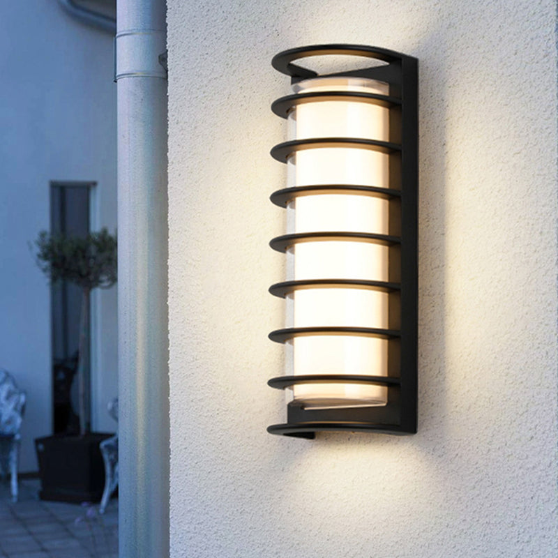 Simple Black Wall Sconce Fixture Half-Cylinder Outdoor Sconce Light