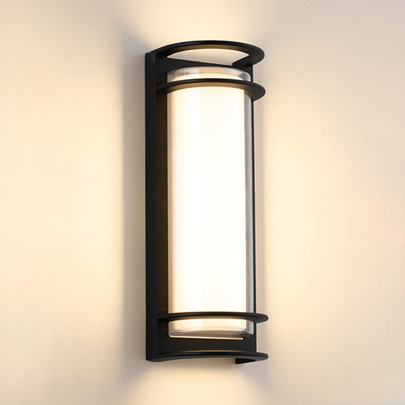 Simple Black Wall Sconce Fixture Half-Cylinder Outdoor Sconce Light