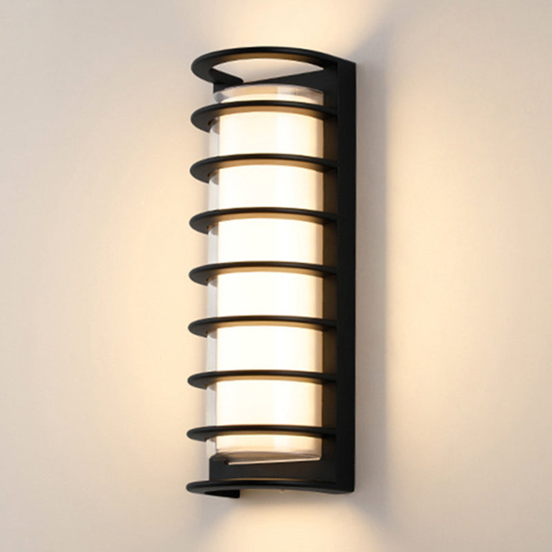 Simple Black Wall Sconce Fixture Half-Cylinder Outdoor Sconce Light