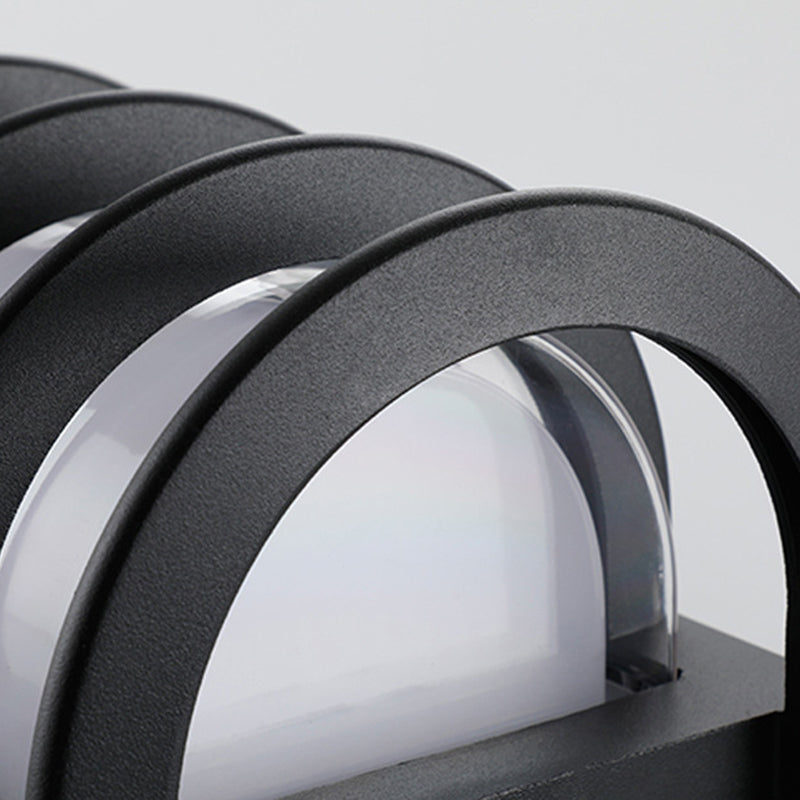 Simple Black Wall Sconce Fixture Half-Cylinder Outdoor Sconce Light