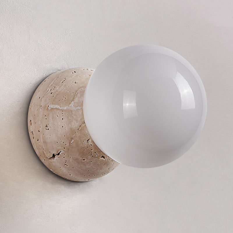 Modern Style Wall Lamp Stone Wall Mount Lamp with Glass Shade for Bedroom