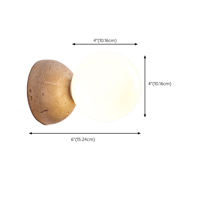 Modern Style Wall Lamp Stone Wall Mount Lamp with Glass Shade for Bedroom