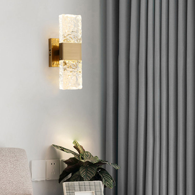 Crystal Shade Wall Light Sconce Modern Rectangle Shade Wall Lighting for Bedroom