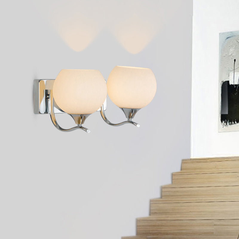 White Modern Metal Wall Sconce Geometric Shape Wall Light with Glass Shade for Living Room