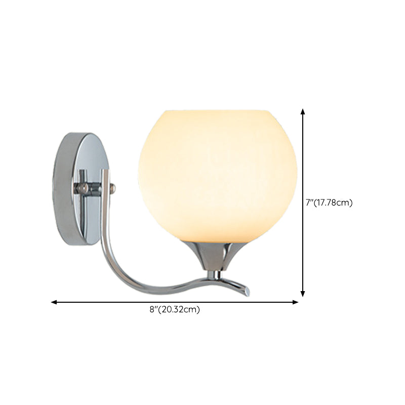 White Modern Metal Wall Sconce Geometric Shape Wall Light with Glass Shade for Living Room