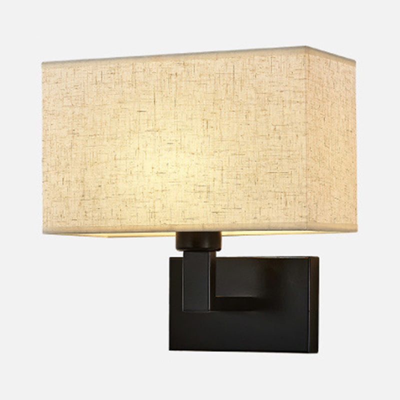 Metal Modern Wall Sconce Rectangle Shape Wall Light with Fabric Shade for Bedroom