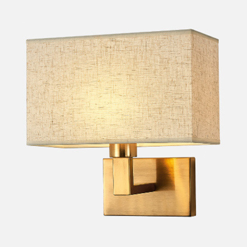 Metal Modern Wall Sconce Rectangle Shape Wall Light with Fabric Shade for Bedroom