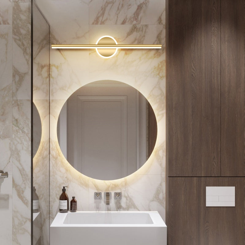 Minimalism Vanity Light Fixtures Straight Bathroom Mirror Lamp in Gold