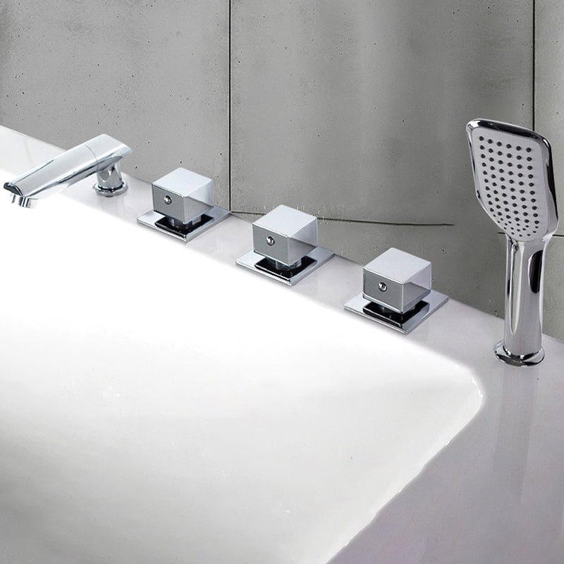 Contemporary Style Bathroom Faucet Metal Deck Mounted Bathroom Faucet