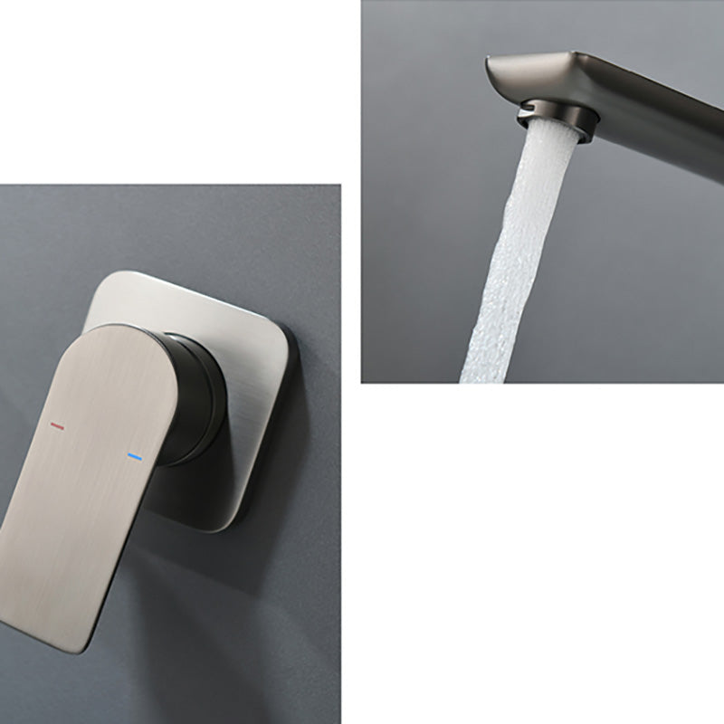 Modern Wall Mounted Bathroom Faucet Lever Handle Low Arc 2 Hole Faucets