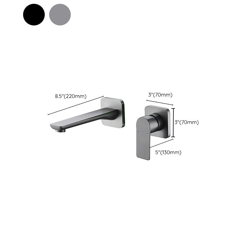 Modern Wall Mounted Bathroom Faucet Lever Handle Low Arc 2 Hole Faucets