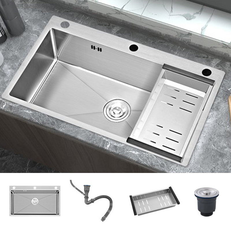 Modern Style Kitchen Sink Overflow Hole Detail Kitchen Sink with Soap Dispenser