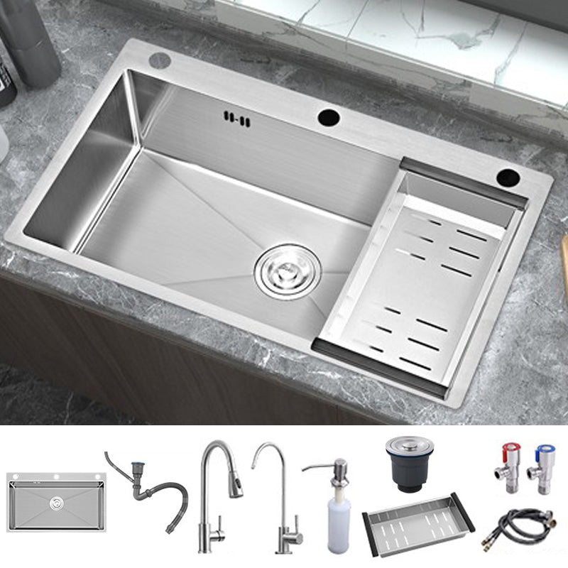 Modern Style Kitchen Sink Overflow Hole Detail Kitchen Sink with Soap Dispenser